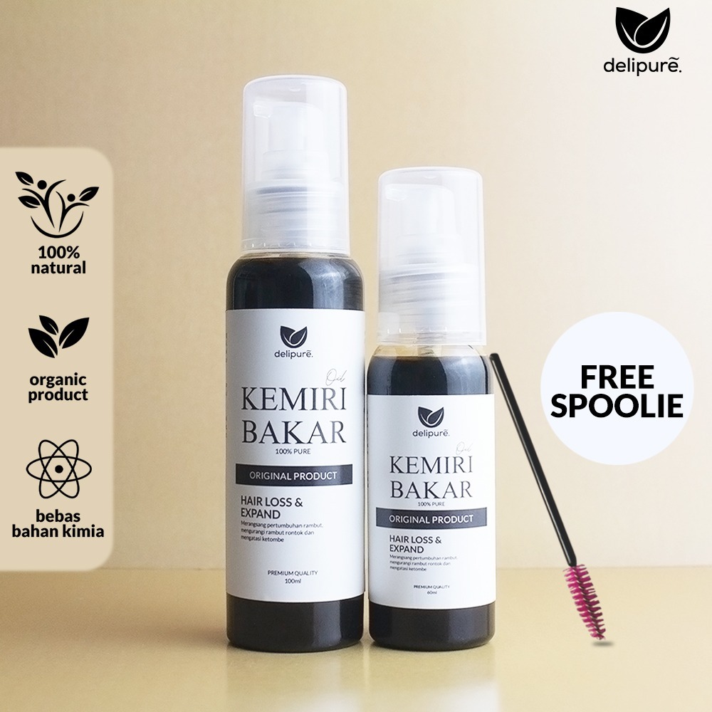 Delipure Minyak Kemiri Bakar Original 100% - Penumbuh Rambut Rontok Menebalkan Alis Bulu Mata Anti K