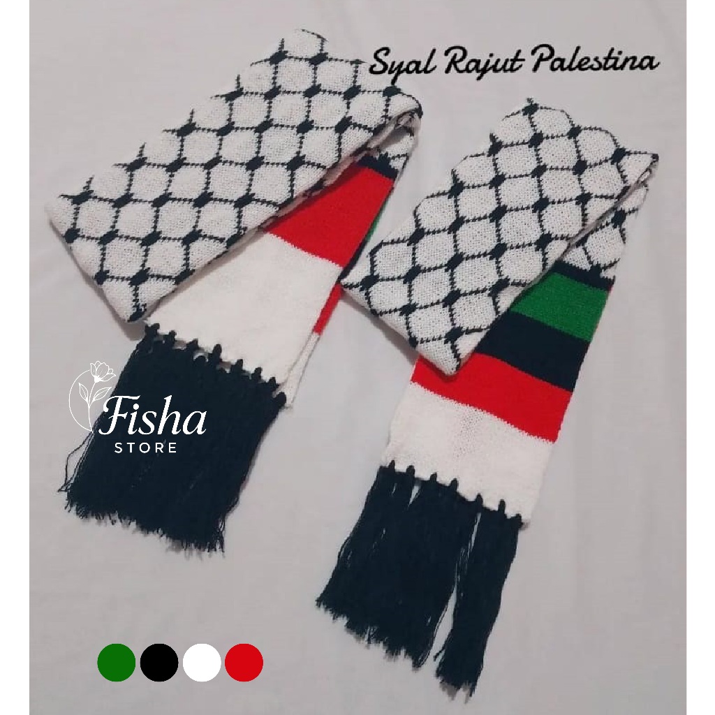 SYAL PALESTINA anak dewasa, syal rajut pria wanita, syal muslim palestina indonesia motif kaffiyeh