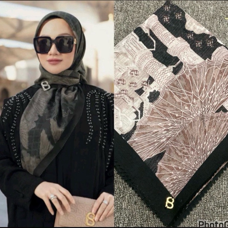 KODE V78N Hijab Buttonscarves Jilbab Segi Empat Buttonscarves Mermaid British Madinah Button Scarves
