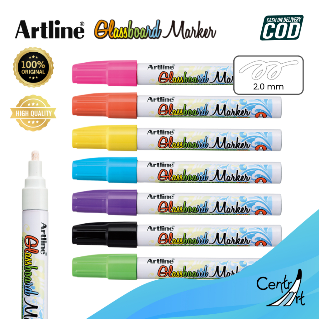 

Artline Glassboard marker kaca EPG-4 Pink Yellow White Orange Green Blue Purple Black