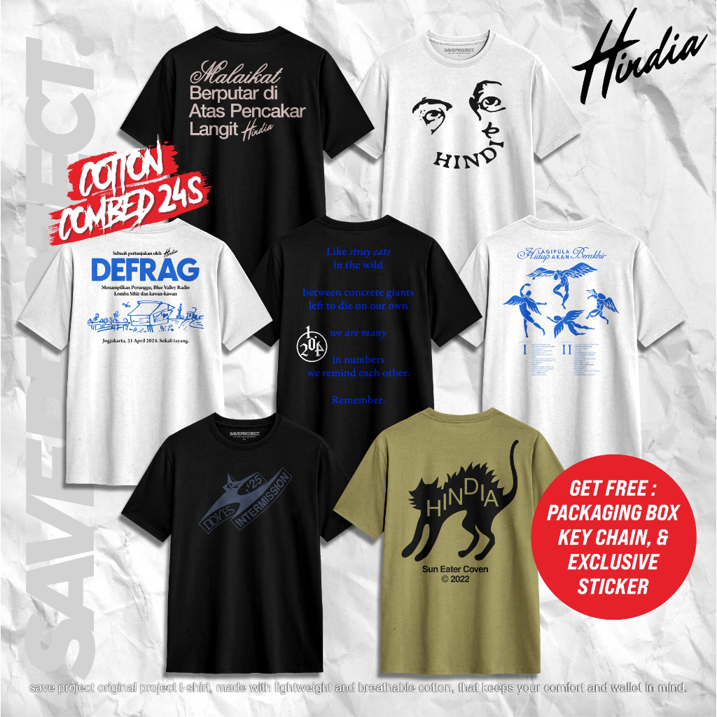 SAVE. Project | T-Shirt HINDIA "Series 7" | Hindia Merch | SDY Merchandise | Kaos HINDIA BASKARA