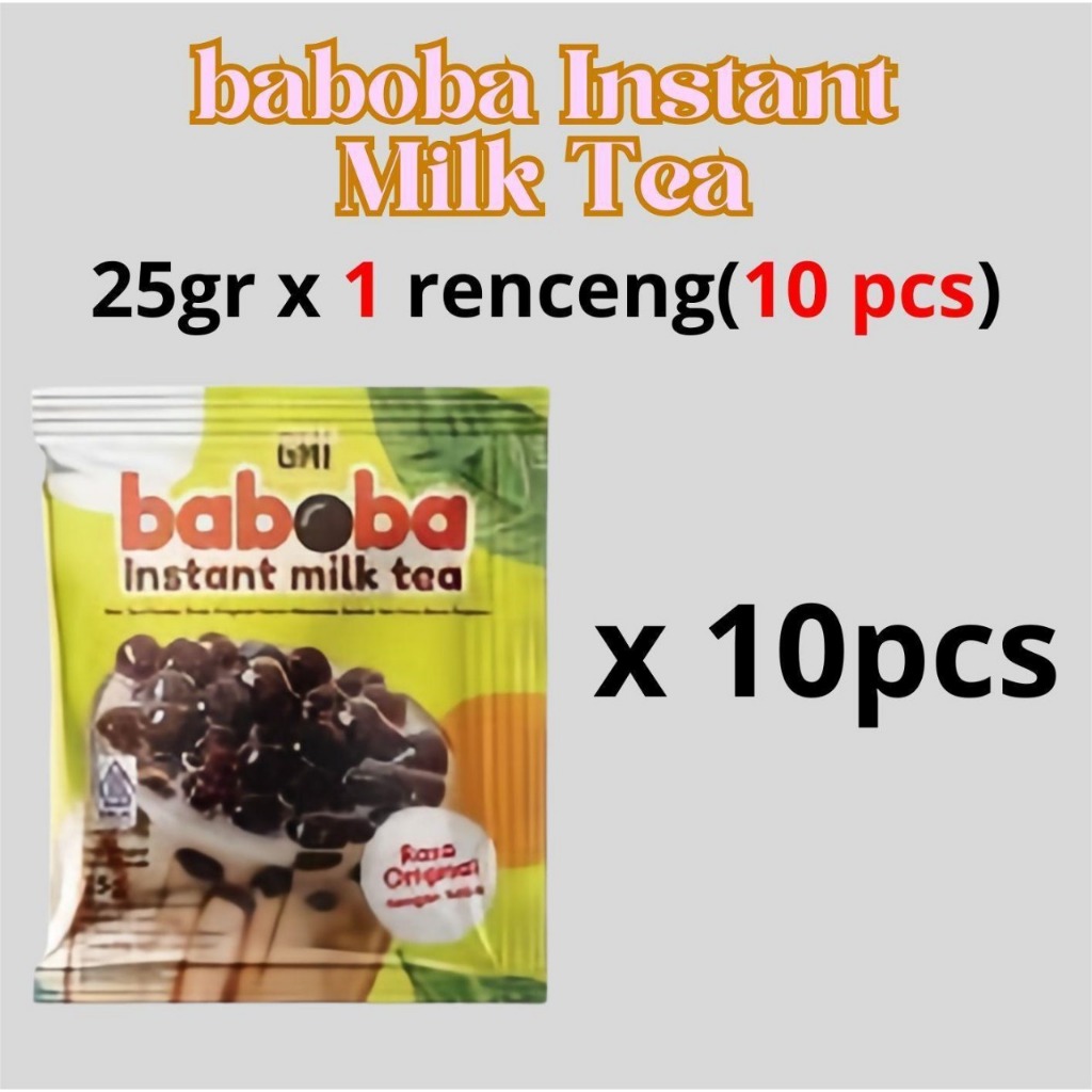baboba |  Instant Milk Tea | Boba Teh Susu |25 gr x 1 renceng(10 pcs)