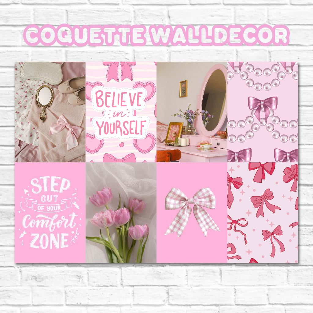 Poster Wallpaper Dinding Coquette Aesthetic Girl Pink Walldecor Korea Walldecor Retro Walldecor FREE