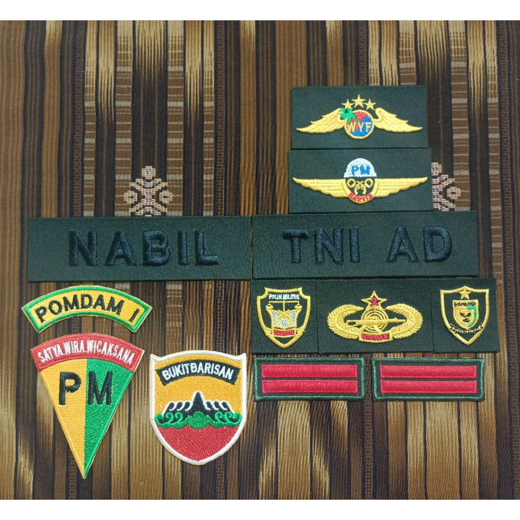 PAPAN NAMA PDLO TNI AD BORDIR KOMPUTER ATRIBUT TNI