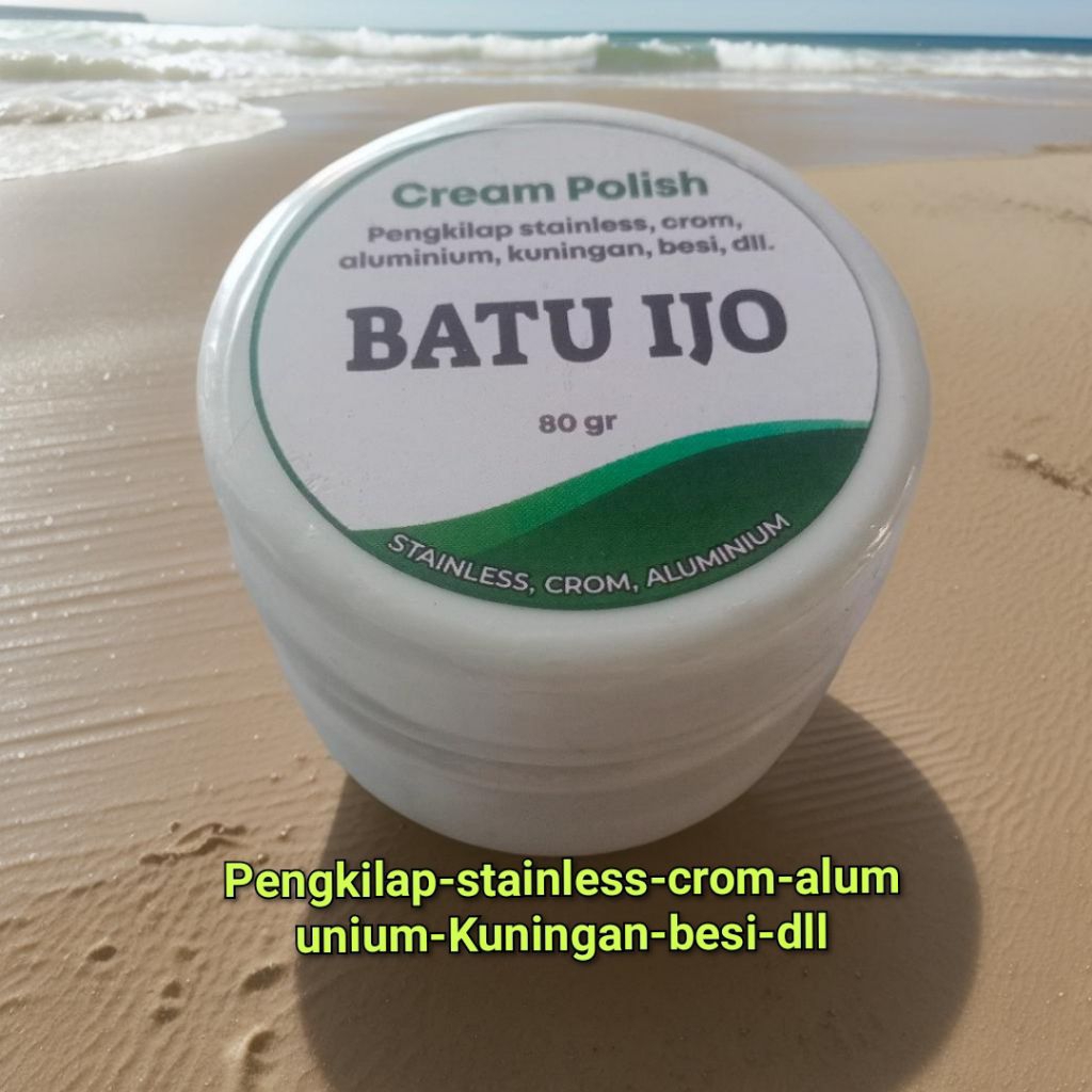 CREAM POLES BATU HIJAU PENGKILAP STAINLESS-CROM-ALUMUNIUM-KUNINGAN-BESI-DLL