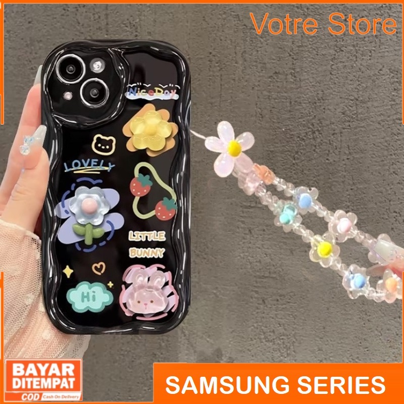 Case Samsung A02S A03S A05 A05S A12 M12 A14 A22 4G M32 4G Casing Softcase Gelombang Silikone Tali Ge