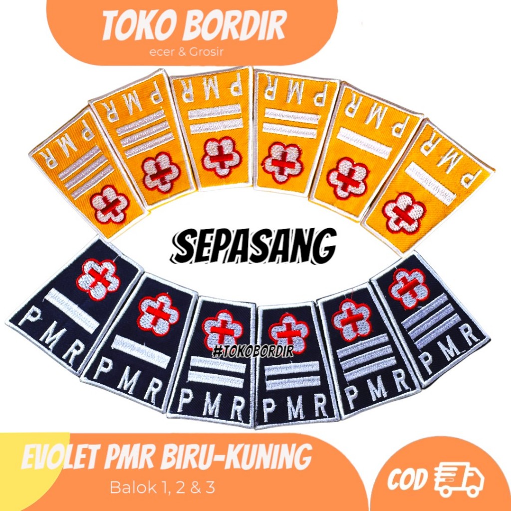 Sepasang evolet PMR bordir / TKU PMR bordir pangkat