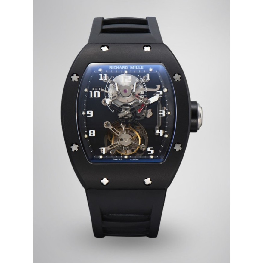 Jam Tangan 001 Replica Men's Tourbillon Watch – Swiss Movement Black Swiss Tourbillon Rm 001