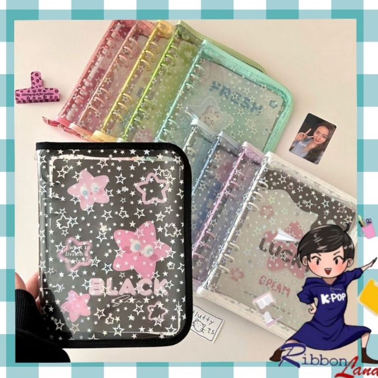 

KODE S54V A5 Binder Cover Star Bintang Glitter Photocard Deluxe Resleting Star Bintang