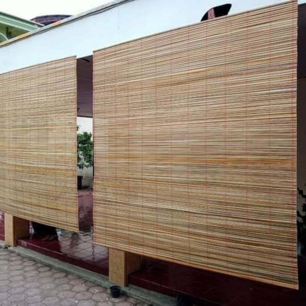 Oliver Syahdu Tirai Bambu Sawit Natural Dengan Tali Dan Kerekan Tirai Bambu Tirai Jendela Tirai