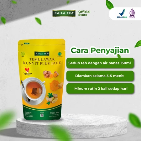 

NAILA TEA | TEMULAWAK KUNYIT PLUS JAHE | AMAN HALAL BPOM