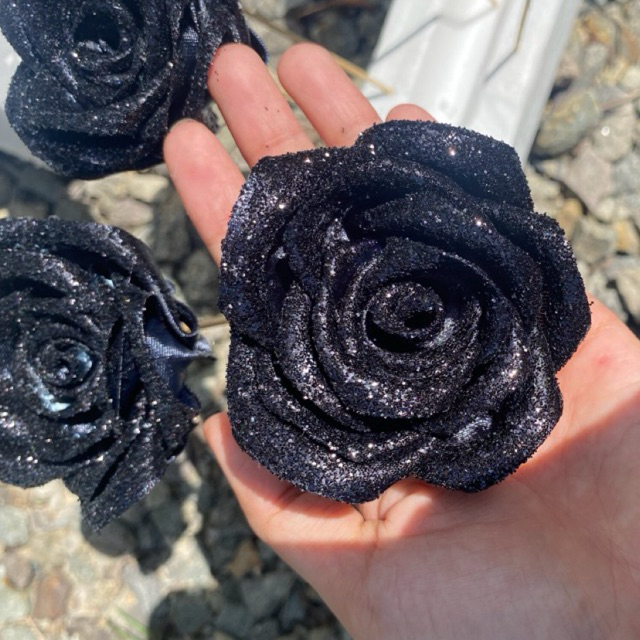 

Bunga pita satin gliter, kelopak bunga pita satin +- 7cm gliter