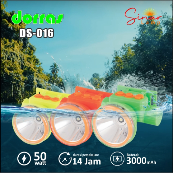 Senter Kepala / Headlamp Dorras DS 016 50 watt Super Terang