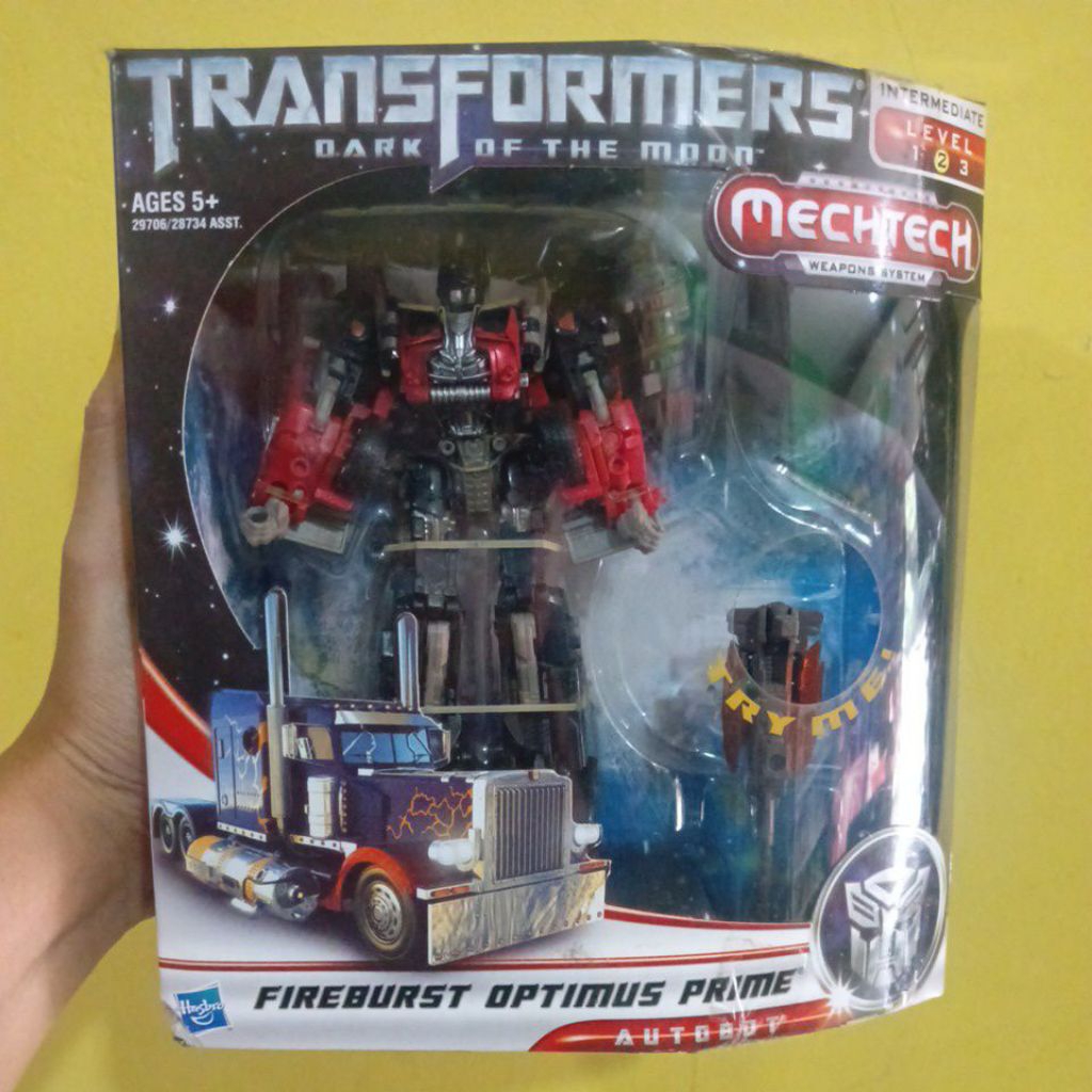 HASBRO TRANSFORMERS DARK OF THE MOON FIREBURST OPTIMUS PRIME AUTOBOT MECHTECH WEAPON SYSTEM ACTION F