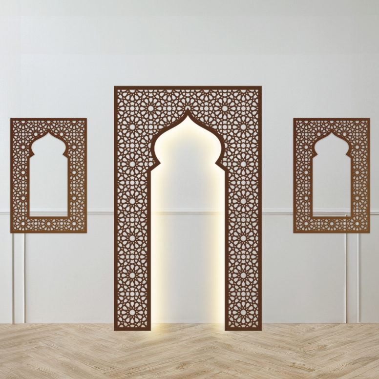 Hiasan Dinding Mihrab Mushola Bentuk Jendela | Dekorasi Mushola Krawangan Jendela