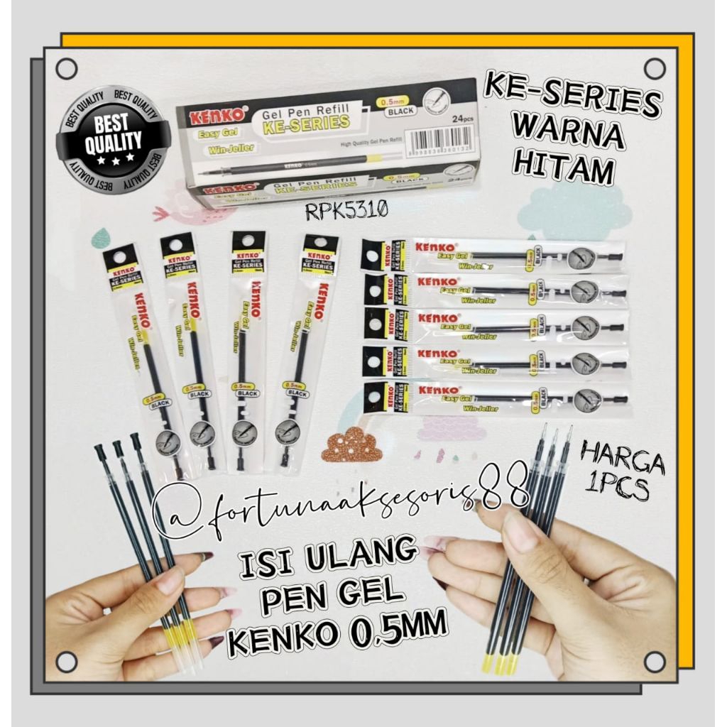 

(1PCS) REFILL PULPEN GEL KENKO 0,5MM / ISI ULANG PEN GEL HITAM / KENKO EASY GEL KE-SERIES WIN JELLER / SMOOTH WRITING GEL PEN REFFIL / RPK5310