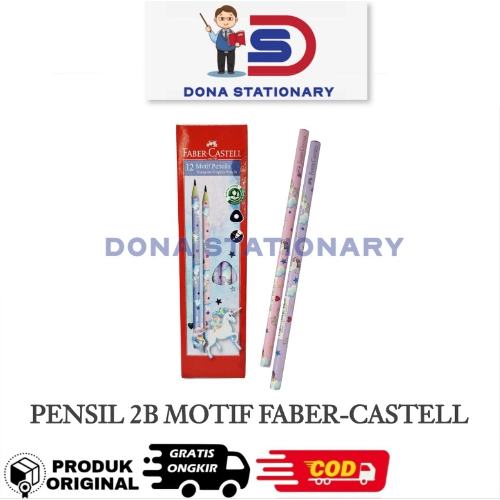 

D3W! ( PACK ) FABER CASTELL Pensil 2B MOTIF TRIANGULAR / Pensil 2B Graphite Faber Castell