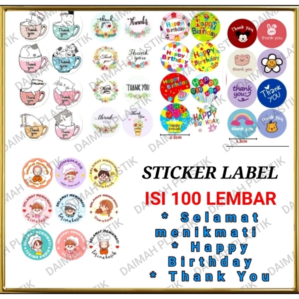 

DP Sticker Isi 100 pcs Thank You, Selamat Menikmati 100 pcs, Happy Birthday 100 pcs, Sticker Label, Sticker Terima Kasih