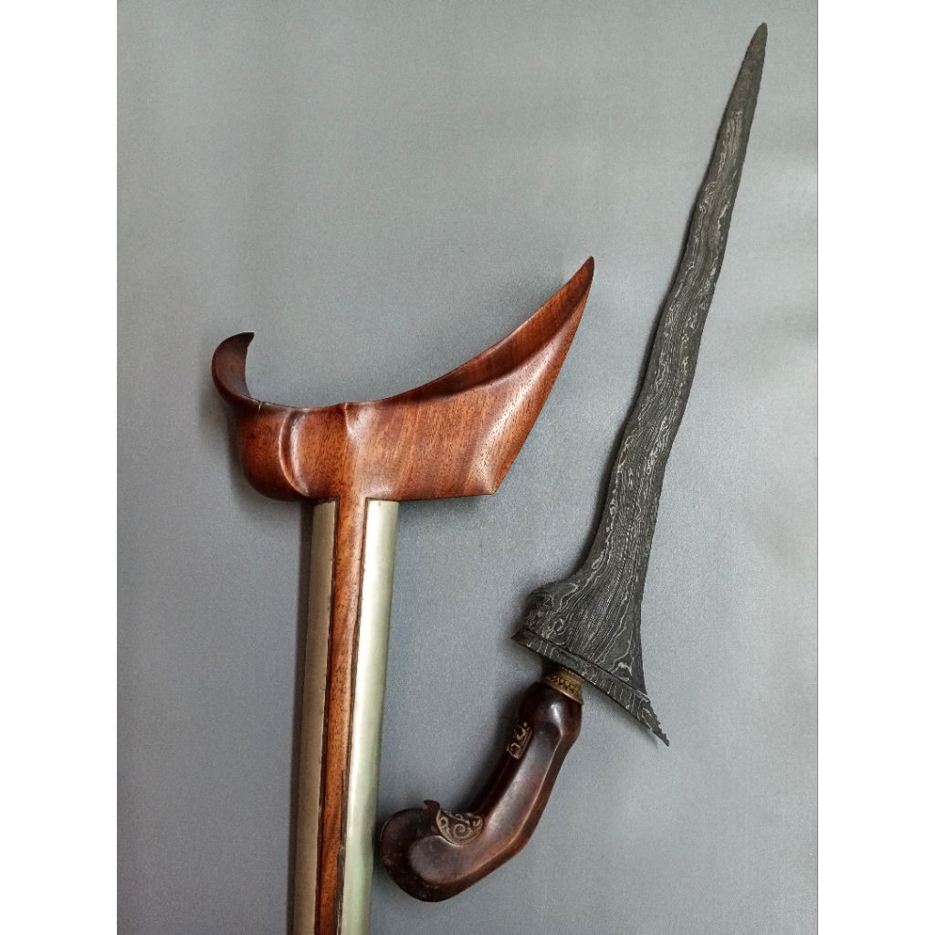 keris sepuh luk 9, tangguh cirebon sepuh, dapur sempono, pamor lining warih atau banyu mili, warangk