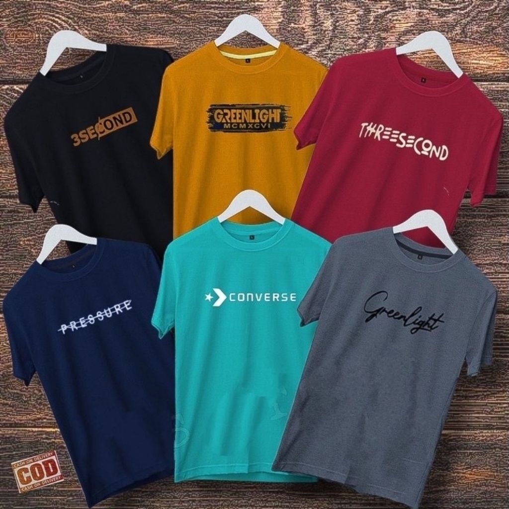 Kaos Distro Pria Premium - 3Second, Greenlight, Converse, Pressure - Bahan Lembut & Nyaman