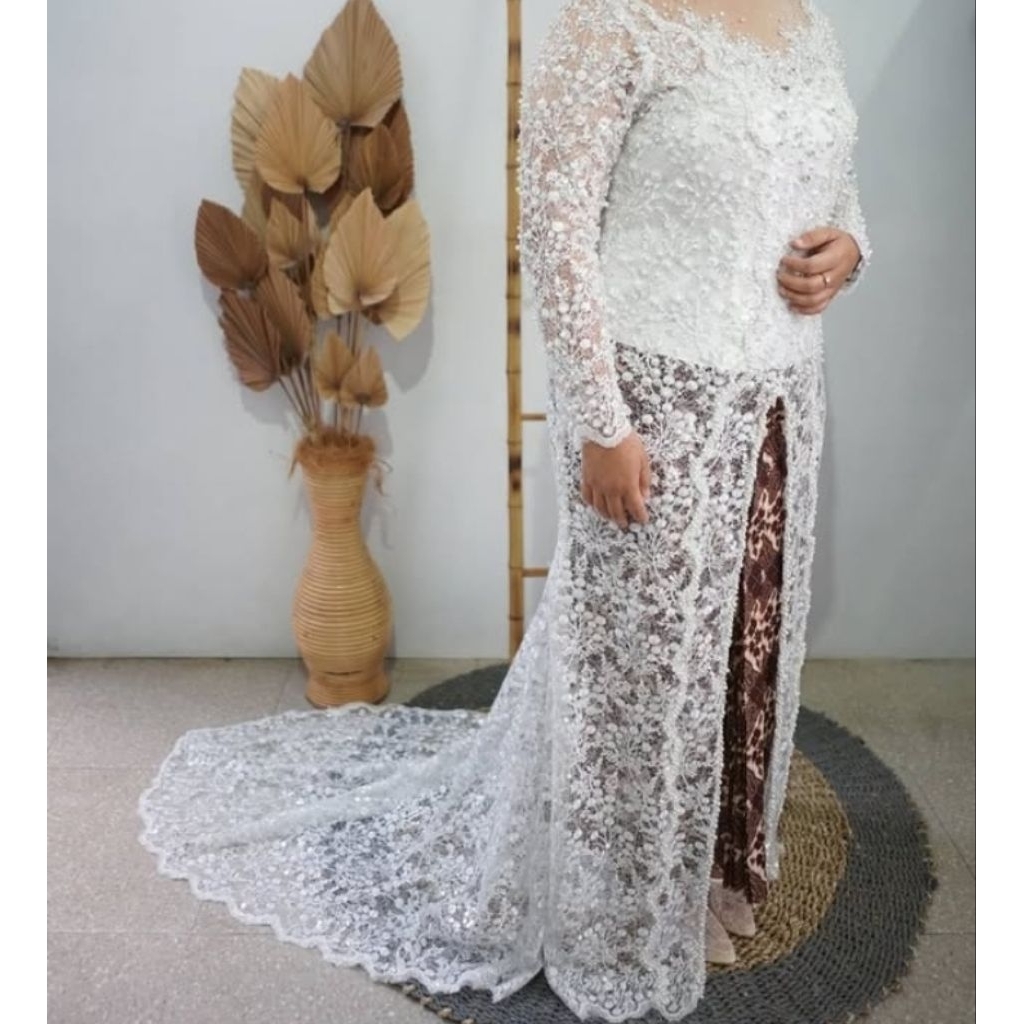 Kebaya Pengantin putih full Payet (Ket. baca description)