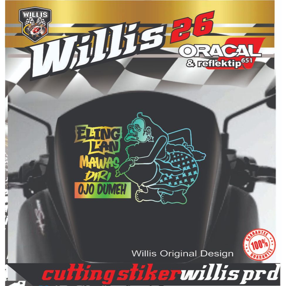 Stiker Wayang Semar eling Lan Mawas Diri Ojo Dumeh Stiker Mobil,Motor VISOR WINDSHIELD MOTOR NMX PCX