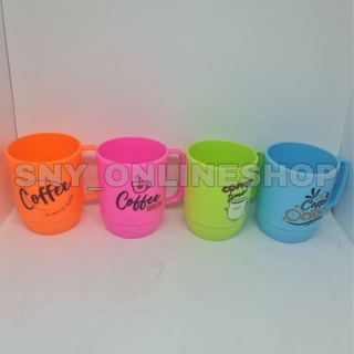 Gelas Gagang / Gelas Kopi / Mug Cangkir 350ml Plastik Sunrise
