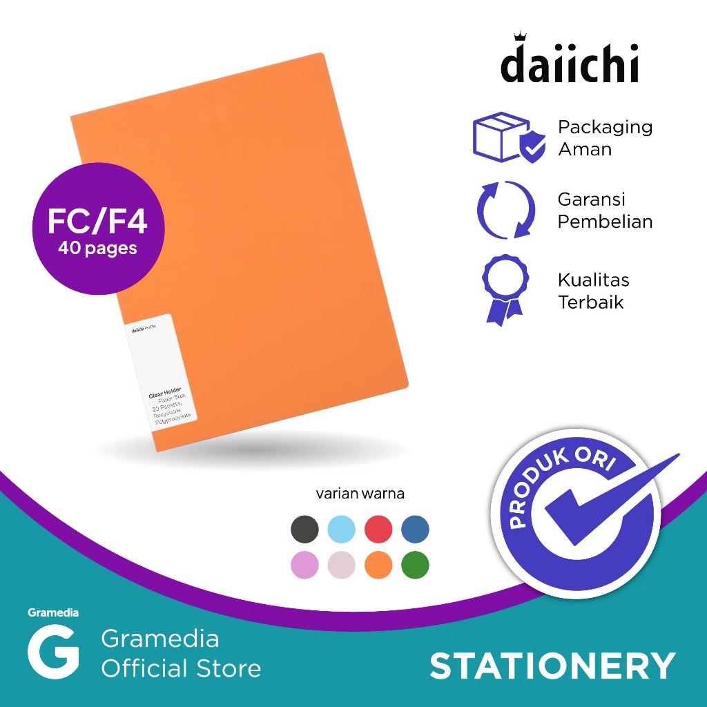 

(Original) Gramedia Pekanbaru - Map Daiichi Dpr2 Clear Holder FC 40 P Orange