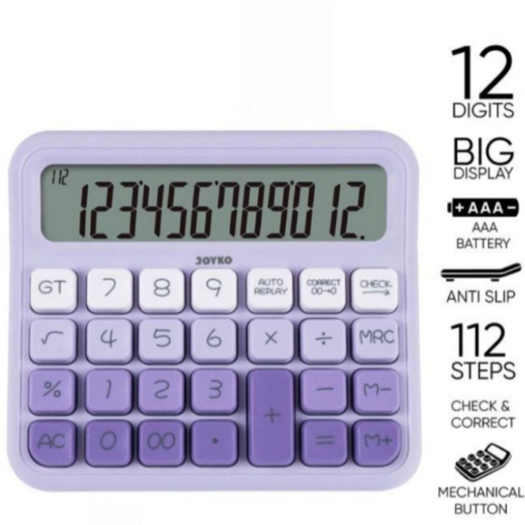

Calculator Purple Colour Aesthetic 12 Digits Correct Kalkulator Dua Belas Warna Ungu Digit Check