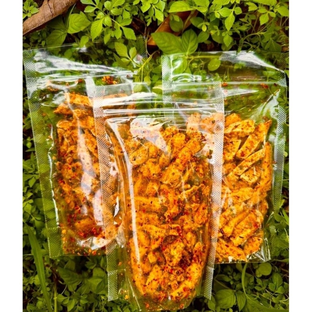 

BASRENG PEDAS DAUN JERUK RENYAH GURIH HALAL 100% POUCH 100 GRAM MURAH MERIAH