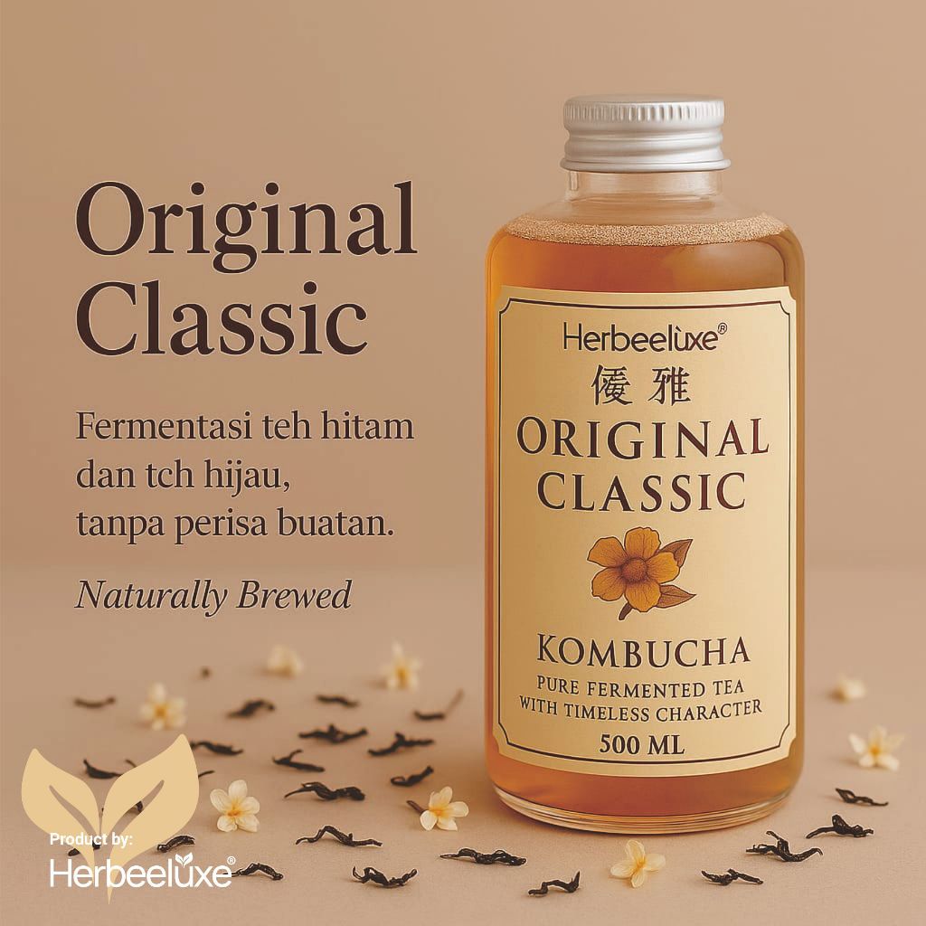

HerbeeLuxe Kombucha 500ml I Minuman Fermentasi untuk Usus Sehat I Kulit Cerah I Daya Tahan Tubuh