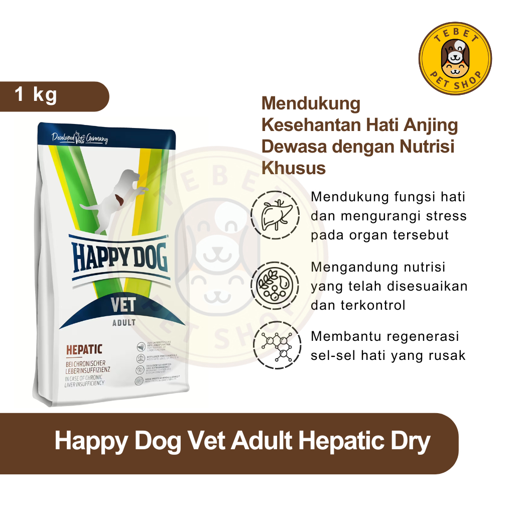 Happy Dog Vet Hepatic 1Kg Dry Food Mengobati Hati