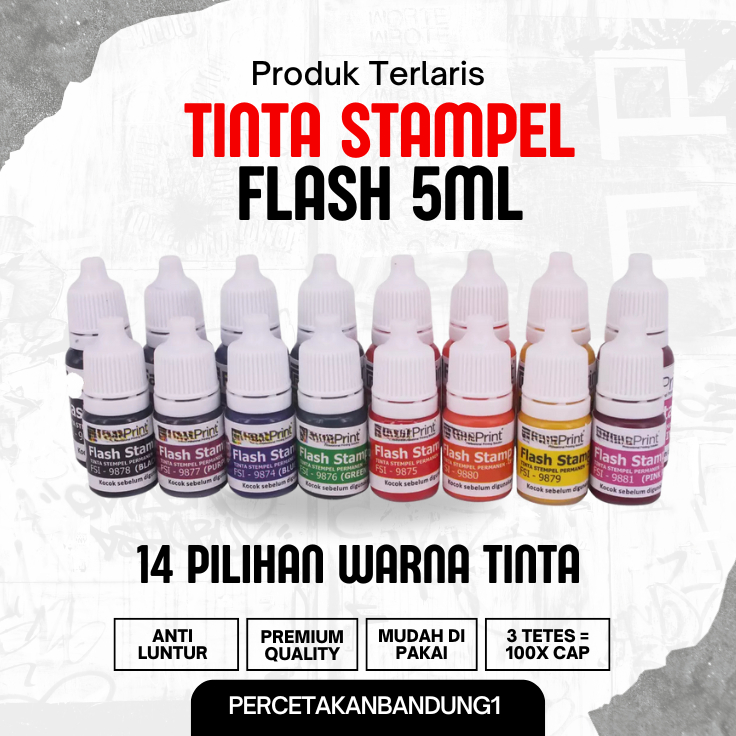 

Tinta Stempel Flash Premium 5ml | Warna Tajam Tahan Lama Cocok untuk Stempel Flash