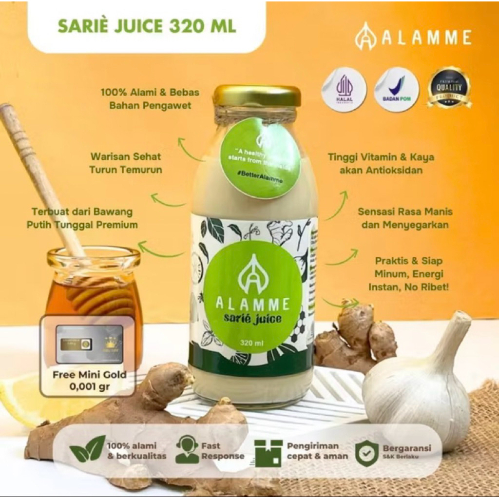 

Alamme / jus bawang putih tunggal cuka apel jahe merah lemon madu hutan asli BAHAN