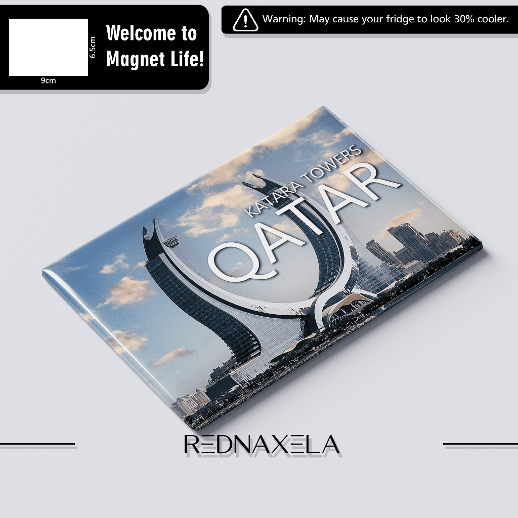 Magnet Kulkas - Qatar Katara Towers Glossy Fridge Magnet Collection Souvenir Gift