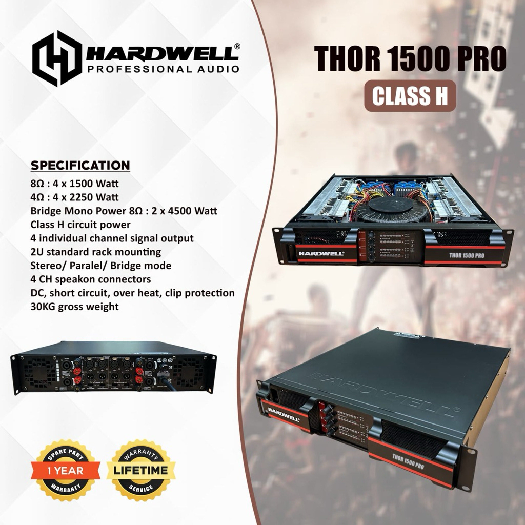 Power Amplifier 4 Channel Hardwell THOR 1500 PRO Original Power Ampli Hardwell 4 Channel Class H