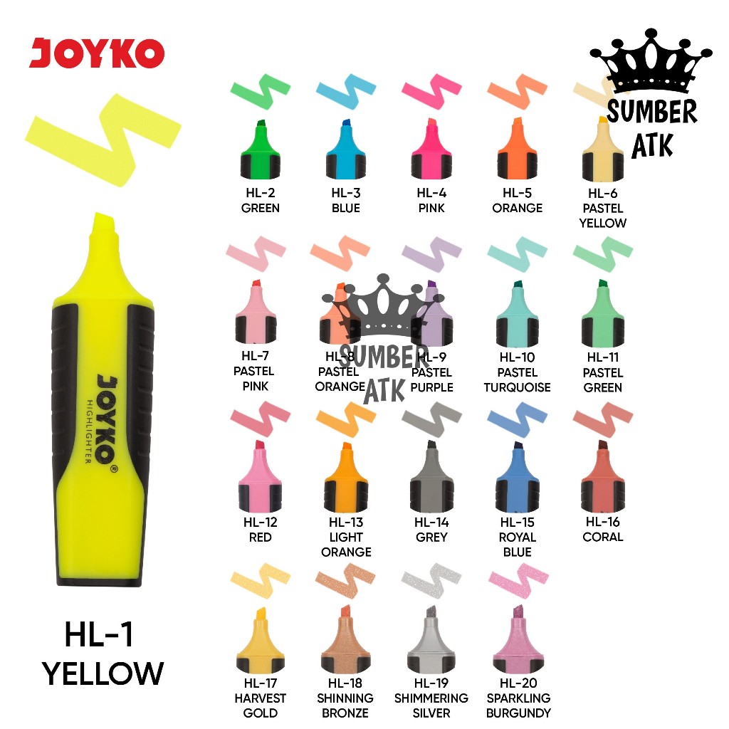 

Highlighter Joyko Penanda Marker Berwarna HL-1 ~ 20