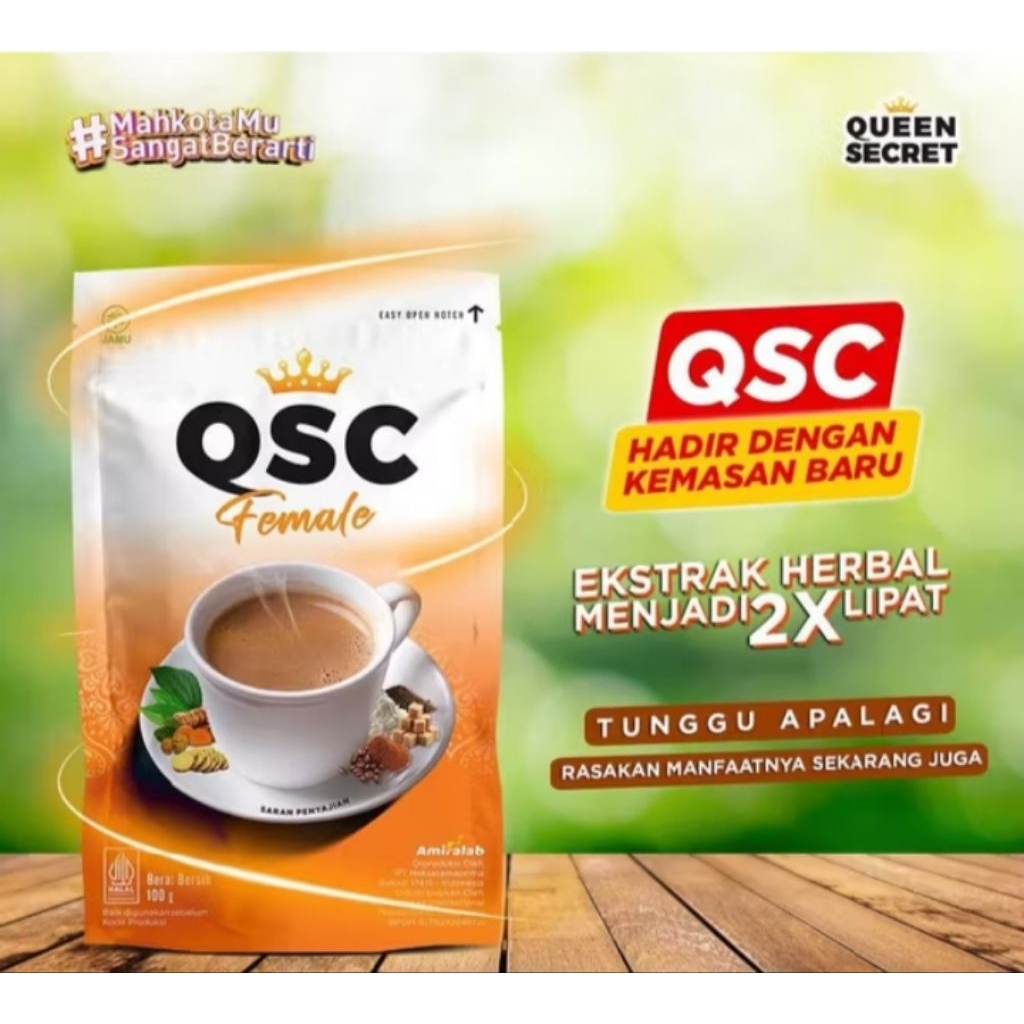 

promo qsc female kopi herbal halal berat 100gram bpom