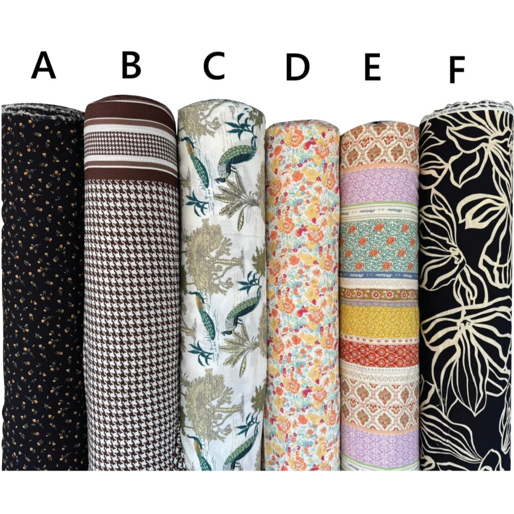 Bahan kain katun rayon viscose premium motif bunga motif etnik motif burung merak terbaru best selle