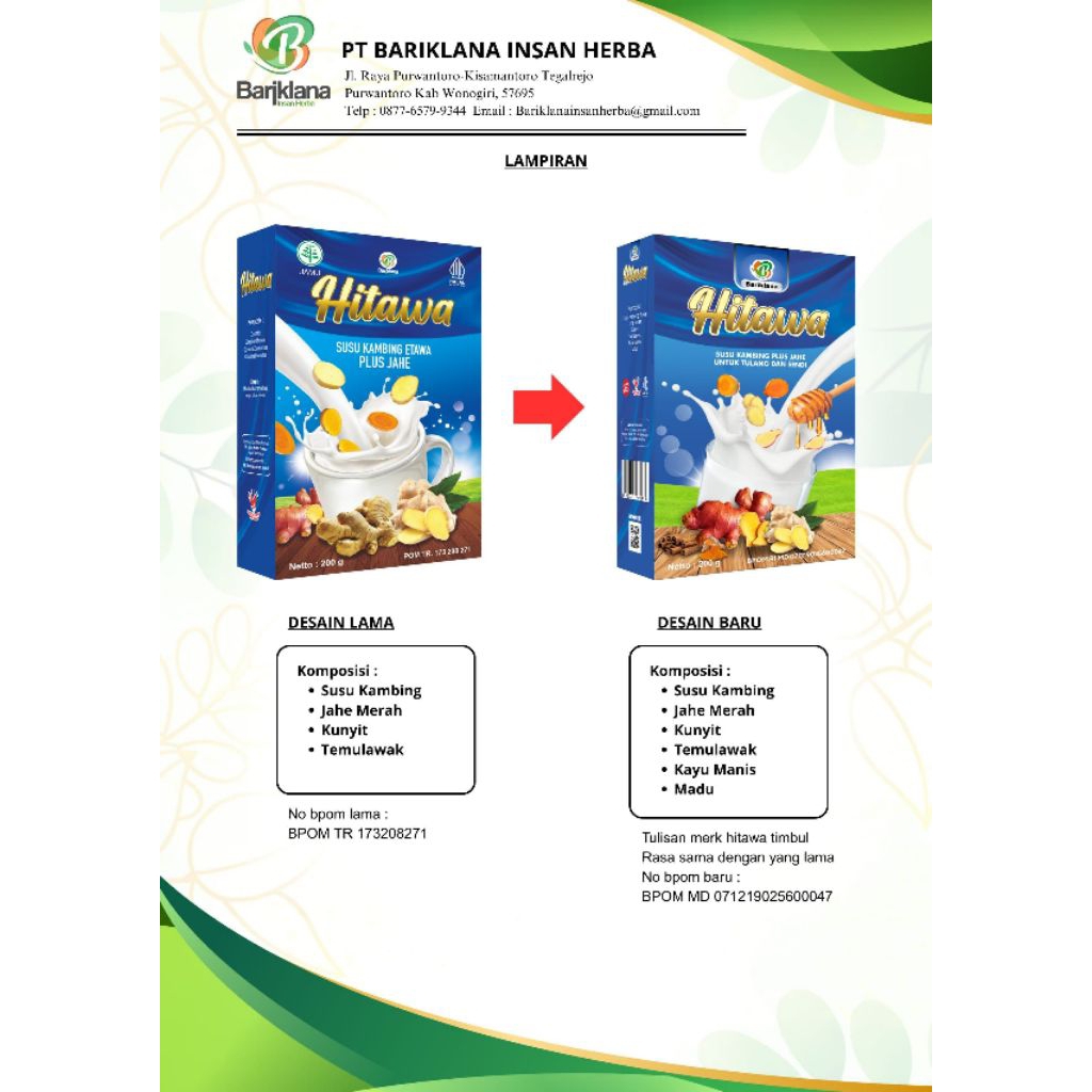 

HITAWA SUSU KAMBING ETAWA PLUS HERBAL LAINNYA / BARIKLANA