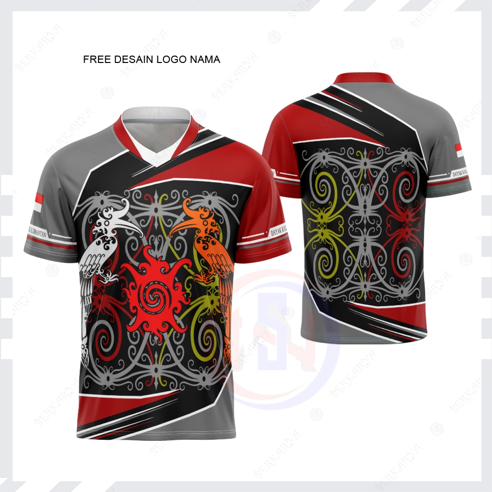 Kaos Pria Motif Batik Kalimantan / Jersey Batik Kalimantan / Kaos Batik Dayak / Jersey Batik Dayak