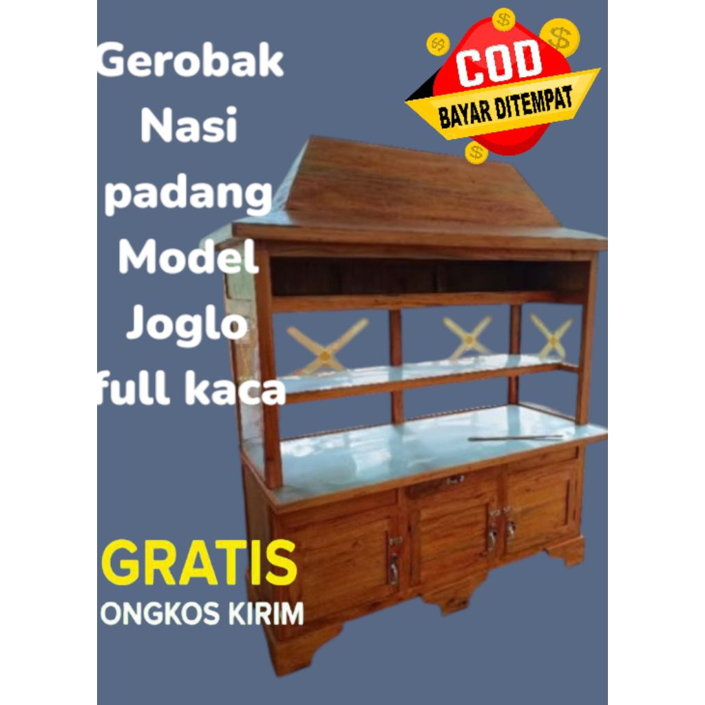 gerobak nasi padang joglo full kaca