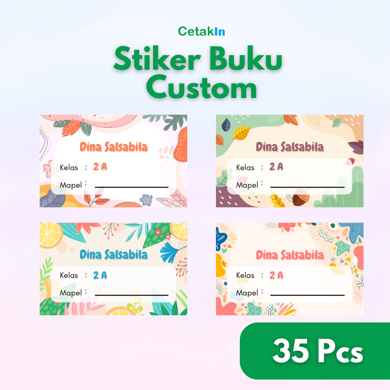 

Stiker Label Buku Custom Pelajaran sekolah ukuran 5 x 8 cm isi 35 pcs