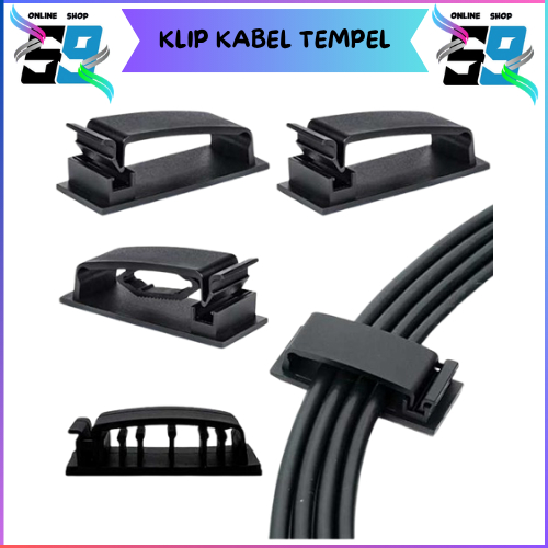 Alat Penjepit Kabel Klip Cable 20 PCS Clip Tempel Clamp Jepit Perapih Kabel Tempel Dinding Meja Klem