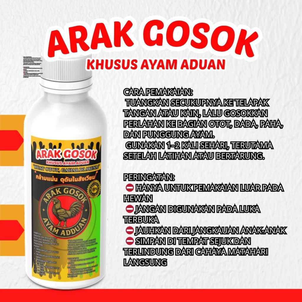 ARAK GOSOK JUARA 250ml UNTUK AYAM ADUAN PETARUNG LAGA JAGO BANGKOK THAILAND
