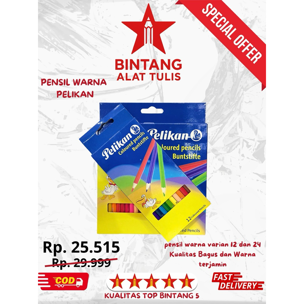 

Pensil Warna Pelikan 12 &24 Warna |Pensil Warna Anak Sekolah Original |Warna Cerah Tidak Mudah Patah