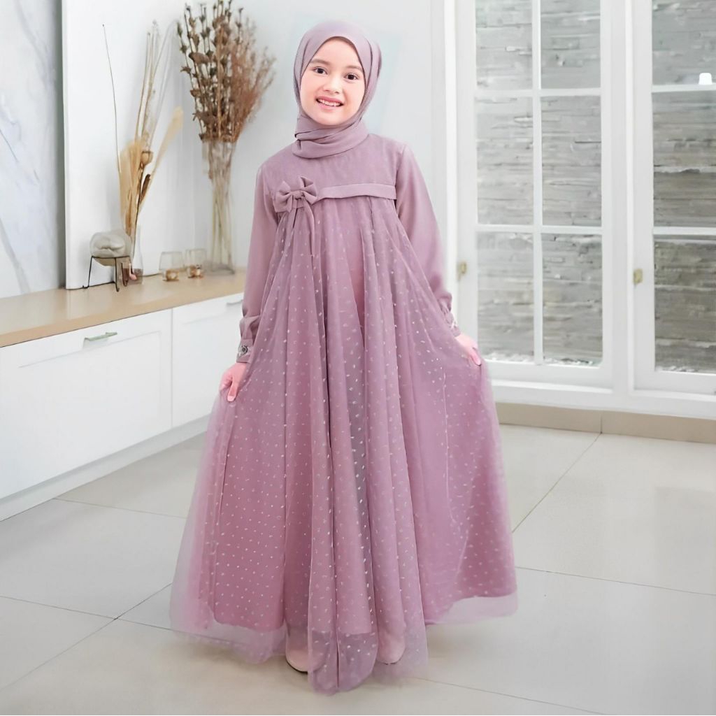 Gamis Anak Perempuan Remaja Tanggung 5-13 Tahun Gamis Brokat Terbaru 2025 / Dress Pesta Kekinian