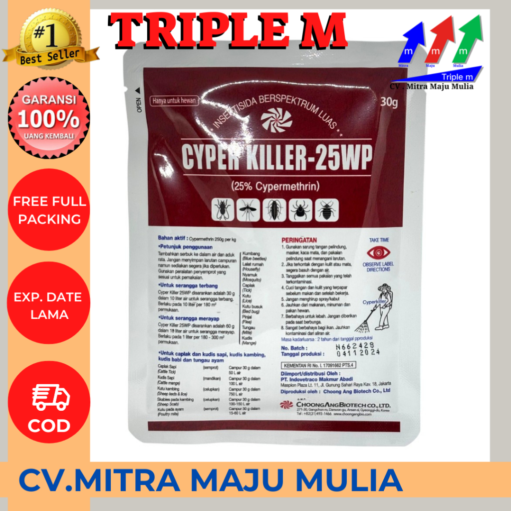 Cyperkiller Cyper Killer 25 wp 30 gram ORIGINAL / Insektisida / pembasmi kutu MMM