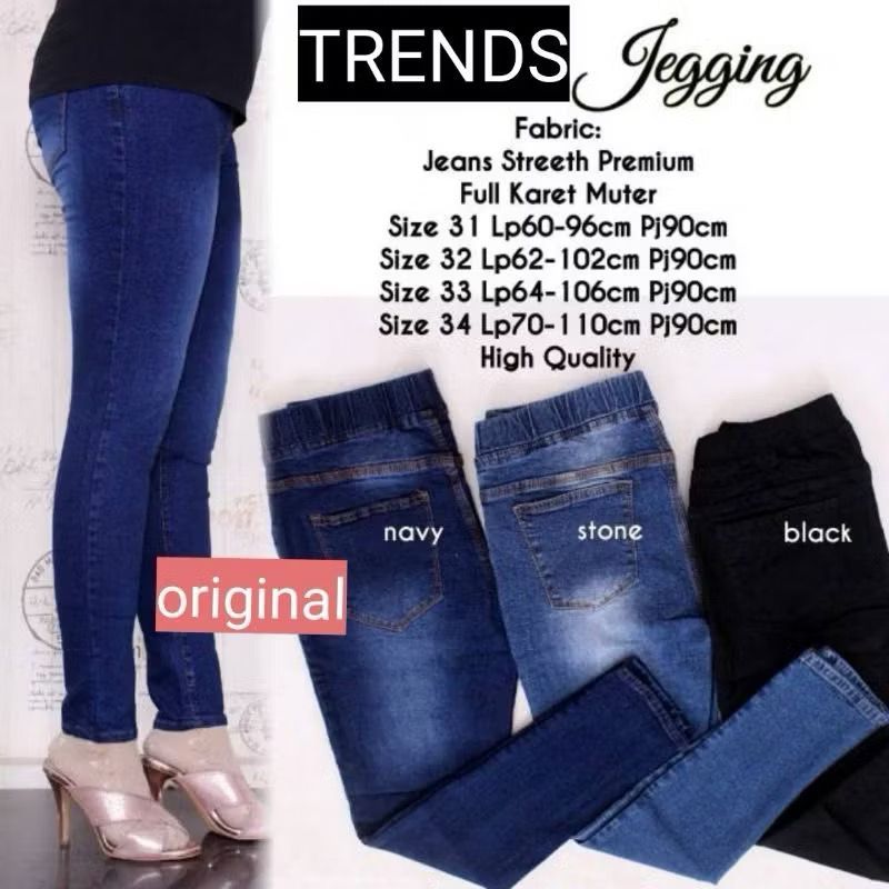 Celana Jeans wanita pinggang full karet slimfit skinny jeans strecht melar pinggang karet wanita
