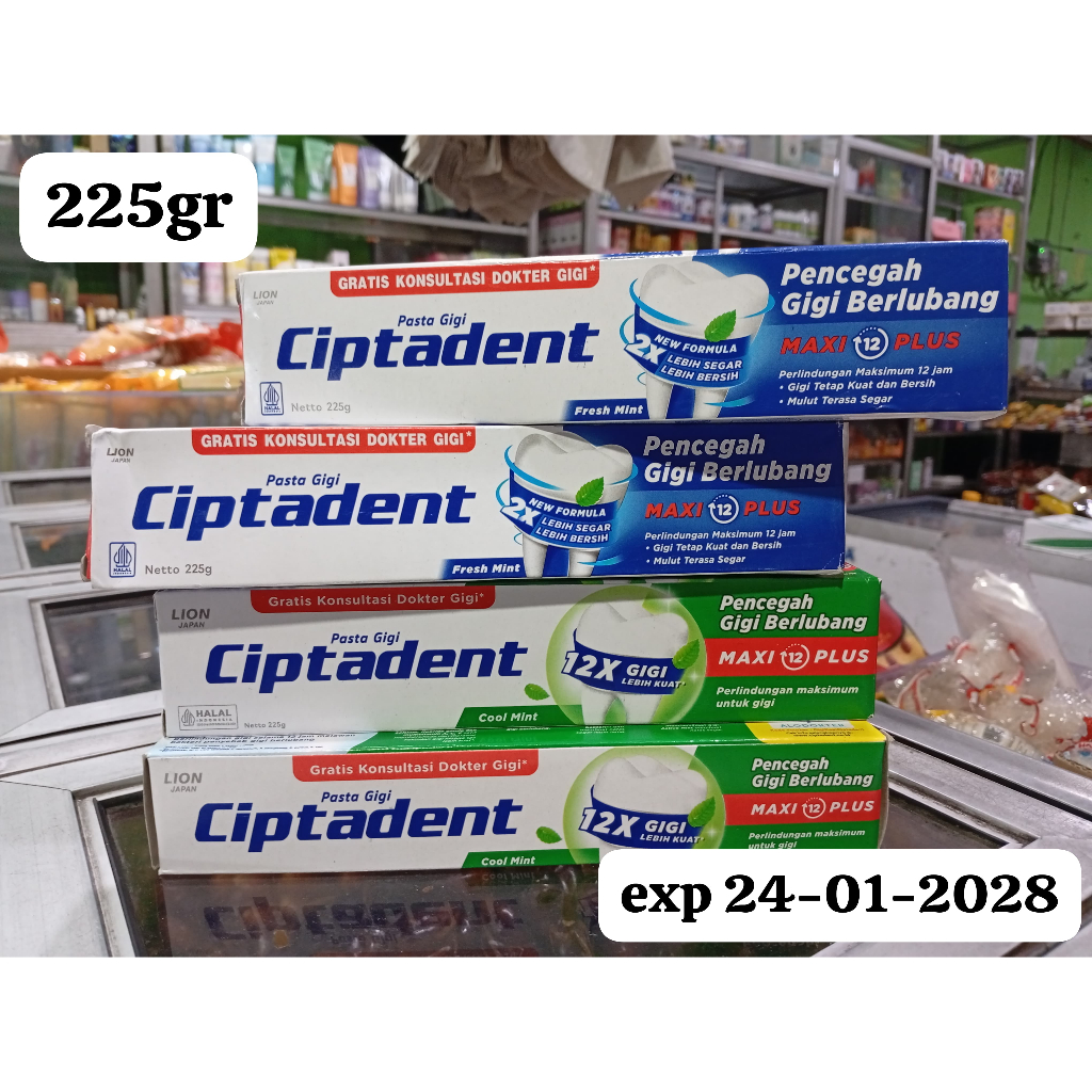 Ciptadent Pasta Gigi Maxi 12 Cool Mint Jumbo 225 gr  HIJAU Termurah